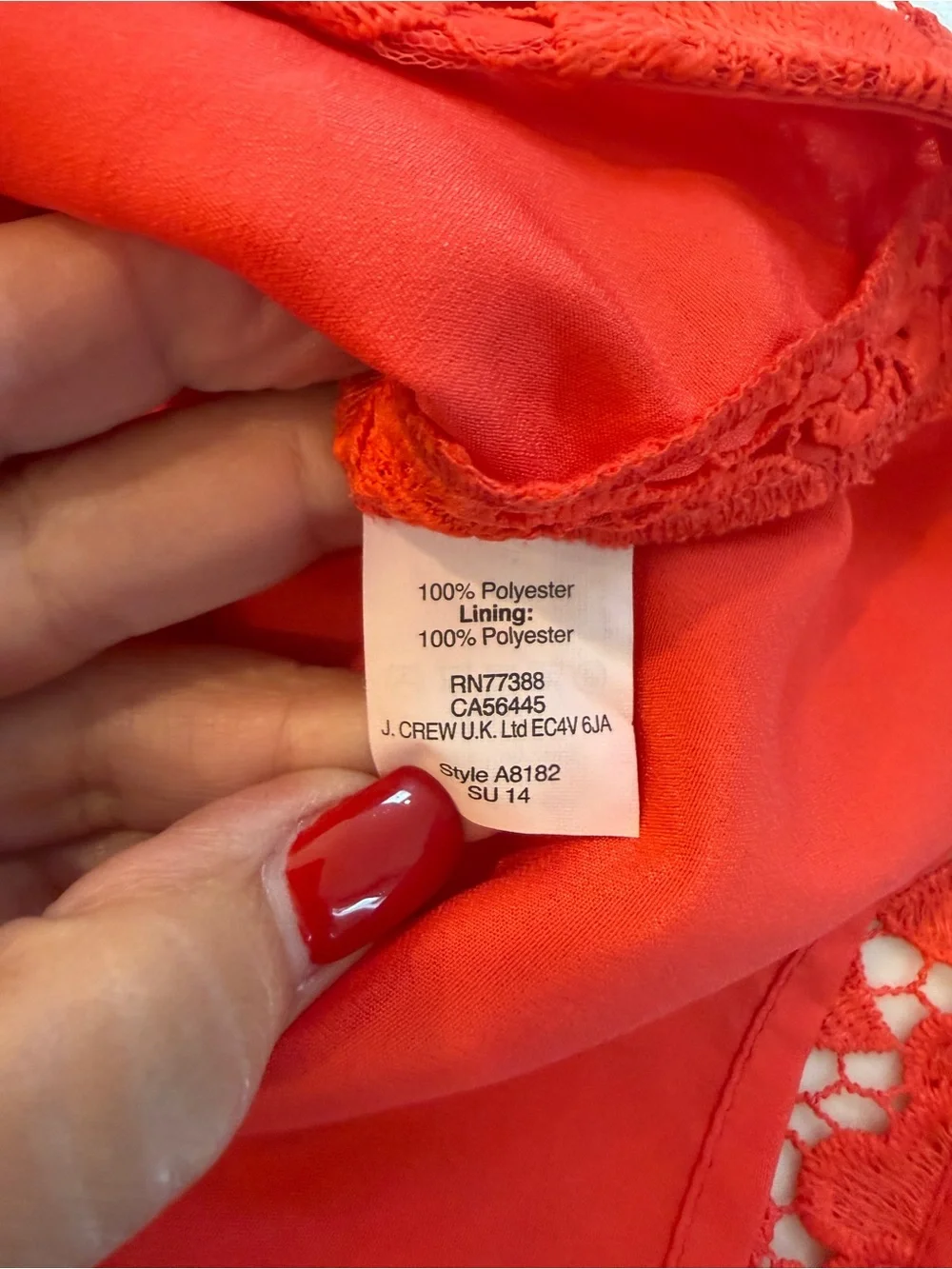 J.Crew Collection Floral Lace Sheath Dress Coral Red Sleeveless Size 6